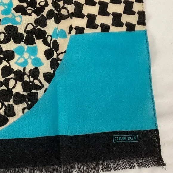 Vintage Carlisle Colorful Patterned Oblong Wool Scarf - Picture 3 of 5